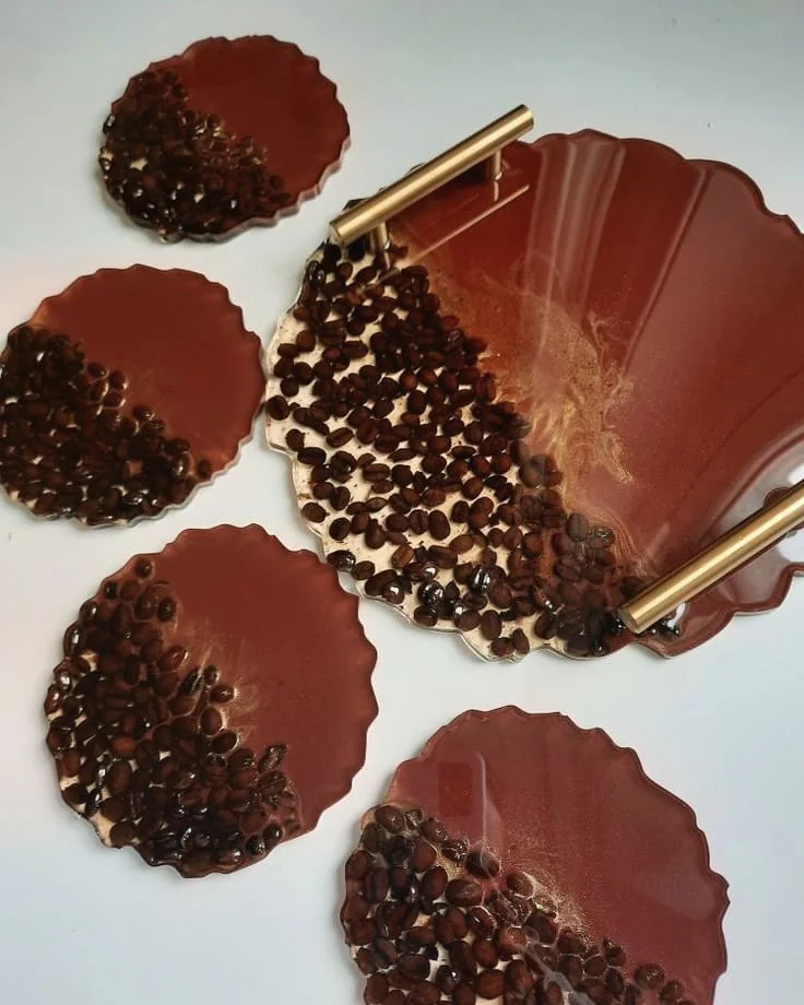 صينية القهوة — ديكورات منزلية يدوية — Resin Aswan