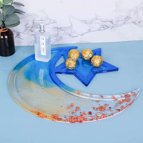 صينيه الهلال والنجمه — ديكورات منزلية يدوية — Resin Aswan