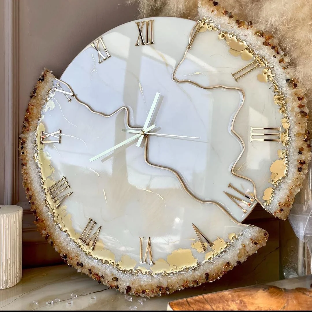 ساعه حائط 3 قطع — ديكورات حائط يدوية — Resin Aswan